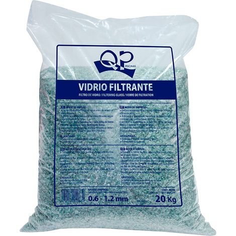 QP Vidrio filtrante transparente 20 kg para piscina
