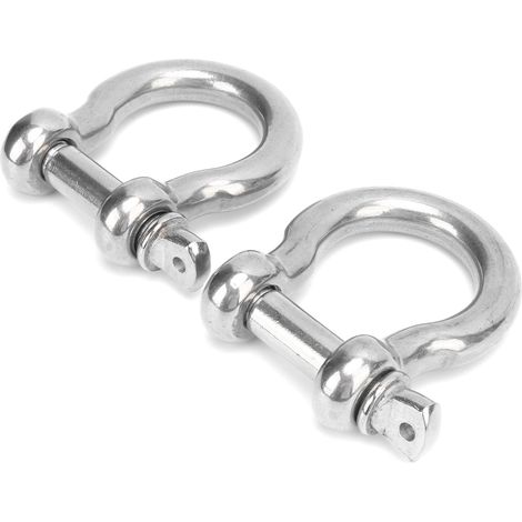 2 manilles à arche en acier inoxydable anticorrosion, ancrage en anneau en D pour le camping, la randonnée et les sports de plein air (M18, charge de 950 kg) (1/5)
