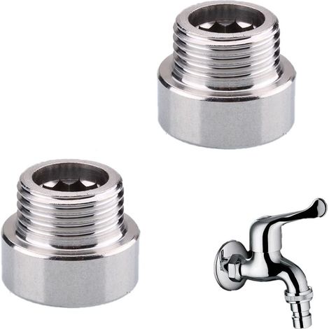 Lot de 2 rallonges de robinet 1/2", en acier inoxydable, rallonge de pommeau de douche, raccord fileté pour raccordement d\'eau, robinet d\'arrêt, robinetterie, valves d\'angle (longueur 1 cm) (1/5)