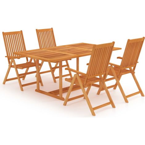 5-tlg. Garten-Essgruppe Massivholz Teak