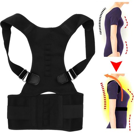 Correcteur de posture unisexe, ceinture de soutien lombaire et dorsal, ceinture de correction de la cyphose (noir) XXL (1/5)