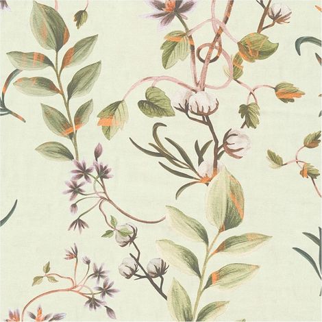 Flowers wallcovering wall Profhome 782121 hot embossed non-woven wallpaper smooth with floral ornaments matt green light green brown purple 5,33 m2 (1/5)