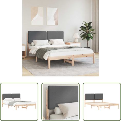vidaXL Tête de lit rembourrée - Cadre de lit avec tête de lit rembourrée Gris foncé (1/5)
