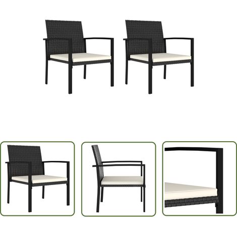 The Living Store Chaises à manger de jardin lot de 2 Résine tressée Noir - Chaise De Jardin - Chaise Extérieure - Mobilier De Jardin - Set De Chaises - Chaises Modernes (1/5)