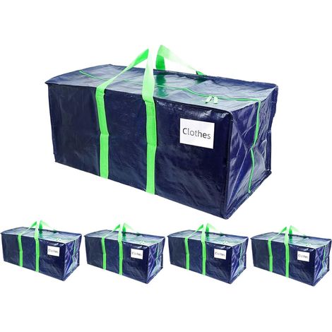 VOUNOT® 5 Stück Umzugstaschen Groß, Faltbare Aufbewahrungstasche, Alternative zu Umzugskartons Blau