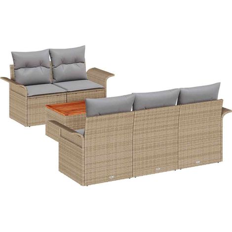 Maison Exclusive - Set Divano da Giardino con cuscino 6 pcs Beige polyrattan