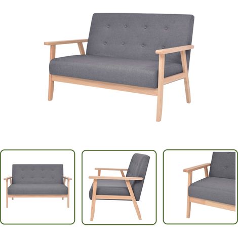 The Living Store Canapé à 2 places Tissu Gris foncé - Canapé Deux Places - Canapé Gris - Canapé Moderne - Canapé Design - Canapé Confortable (1/5)
