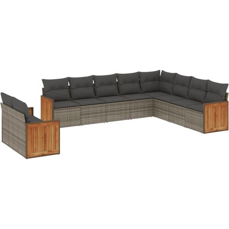 Maison Exclusive - Set de sofás de jardín 10 pzas con cojines rat (1/5)