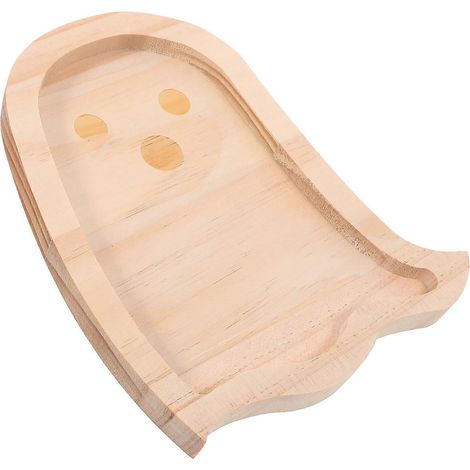 Plateau à goûter d'Halloween en bois, motif fantôme, compatible avec 1 plateau de service en bois marron (1/5)