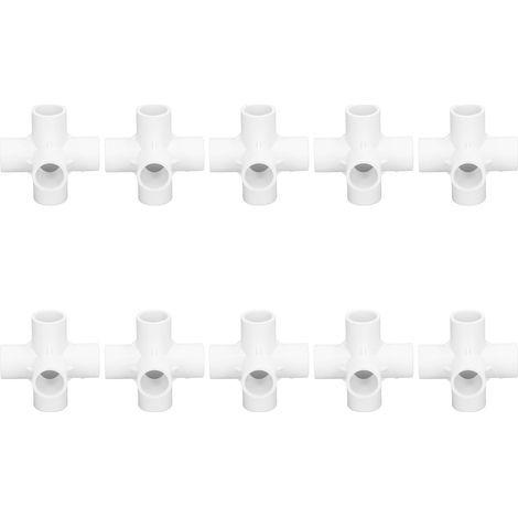PVC-Rohrverbinder, 6-Wege-Winkelstück, 25 mm Innendurchmesser, weiß, 10 Stück (1/5)