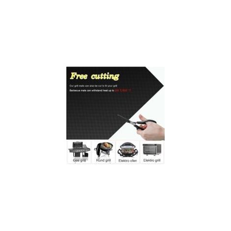 Set mit 5 antihaftbeschichteten Grillmatten, 40 x 33 cm, schwarz, hitzebeständig, wiederverwendbar, waschbar, zuschneidbar, für Gas-, Holzkohle- oder Elektrogrills (1/3)