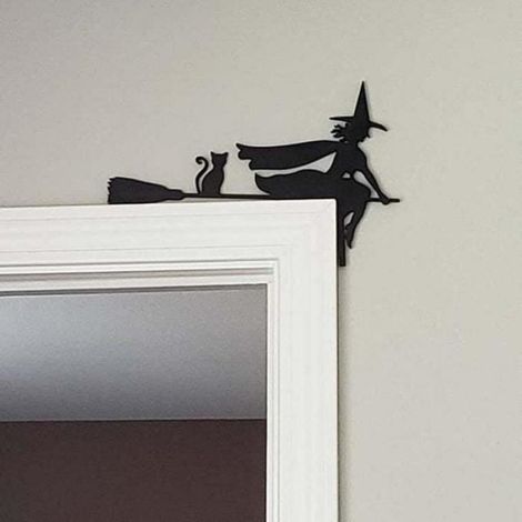 Décoration suspendue - - Halloween - Panneau d'angle de porte - Bois - Noir (1/4)