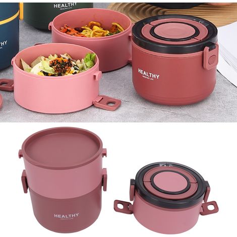 Runde, mehrlagige Isolier-Lunchbox mit großem Fassungsvermögen und praktischem Design, ideal für Büroangestellte und Studenten. Kunststoff-Lunchbox, isolierter Eimer, Xiya Rot. (1/5)