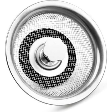1 Piece Stainless Steel Strainer Basket, Stainless Steel Sink Strainer, Kitchen Sewer Shower Height Adjustable Rubber Stopper, Silver (1/4)