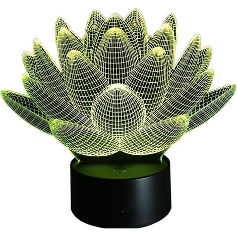 Lámpara de loto 3D, estilo art déco, 7 colores, control táctil, USB, luz nocturna infantil/regalo/Navidad.