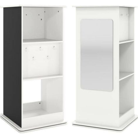 Accès facile - Bibliothèque rotative enfant 360° avec tableau noir, miroir, crochets et compartiments (1/5)