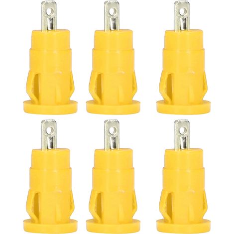 Packung mit 100 Bananensteckern (4 mm), Lötbuchse, Sicherheitsring, vernickeltem Anschluss, Kupferadapter, gelb (1/5)