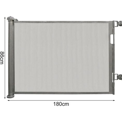 Manuzen - Barrière de sécurité rétractable 180 cm – bébé et animaux – Gris