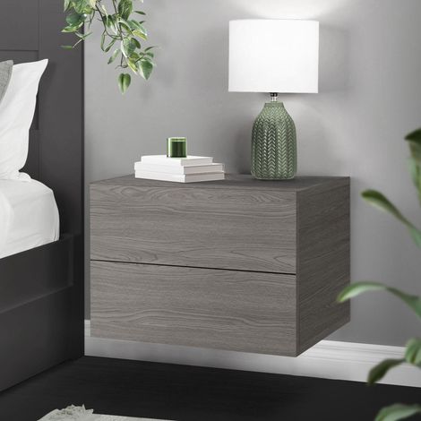 ML-Design Comodino con 2 Cassetti Sospeso a Parete Grigio Cenere 42 x 29 x 30 cm in Legno Truciolato con Kit di Montaggio a Muro Risparmio di Spazio Versatile Appendibile per Camera da Letto Soggiorno (1/5)