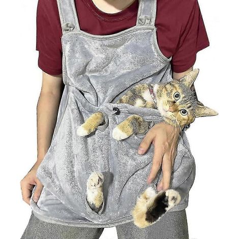 Tablier de transport ajustable pour chat avec trous, sac de couchage de transport pour animaux de compagnie, sac de transport bandoulière pour chat avec poche de couchage, pour petits animaux (1/5)