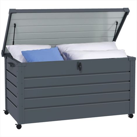 Coffre de jardin en acier galvanisé 311 L avec roulettes et (1/5)
