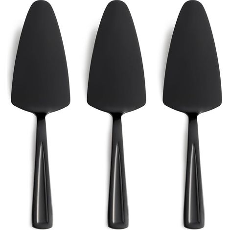 Lot de 3 pelles à tarte noires en acier inoxydable 23,6 cm pour pizza, pâtisserie, fromage, passe au lave-vaisselle (1/5)