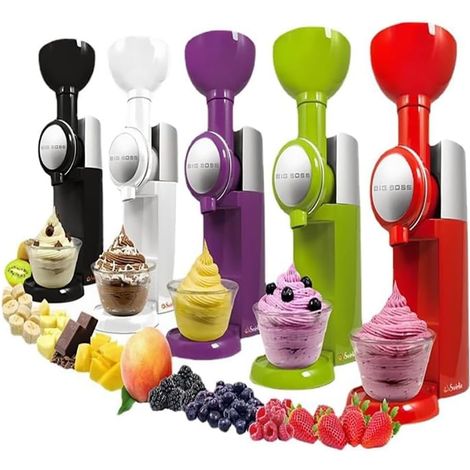 Machine à Desserts glacés, Sorbetière Maison, Sorbetière Italienne, Sorbetière au Yaourt glacé 500 ML, Yaourt glacé à l'italienne, Sorbet aux Fruits et guimauves(Blanc) (1/5)