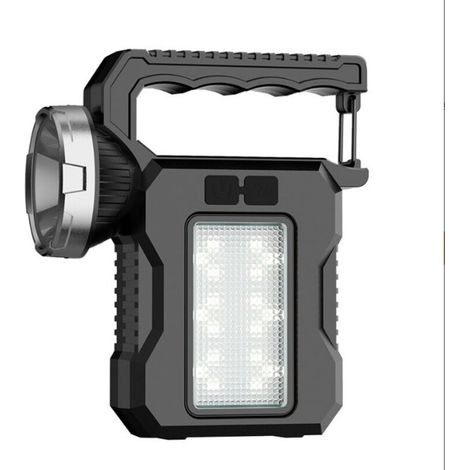 Lampe torche solaire portable, LED haute luminosité, rechargeable par USB, multifonctionnelle, pour une utilisation en extérieur,