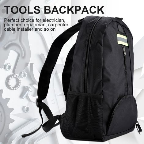 Sac à dos en tissu Oxford résistant à l'usure pour électricien, plombier et réparateur (noir) (1/5)