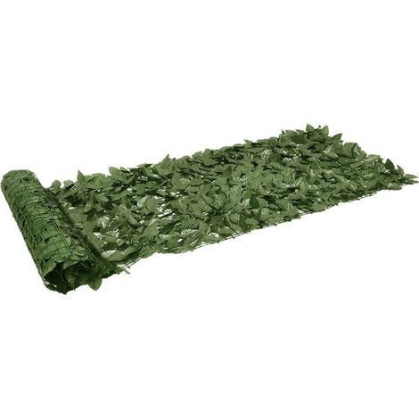 Paravent de balcon, motif feuilles vert foncé, 200 x 75 cm (1/2)