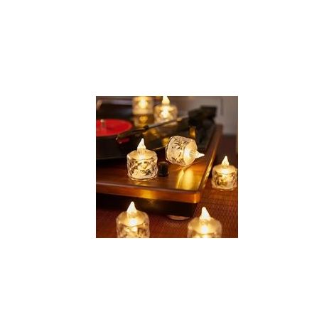 Lot de 4 bougies chauffe plat LED réalistes et lumineuses à piles sans flamme, fausses bougies électriques en cristal pour Halloween, la Saint Valenti (1/5)