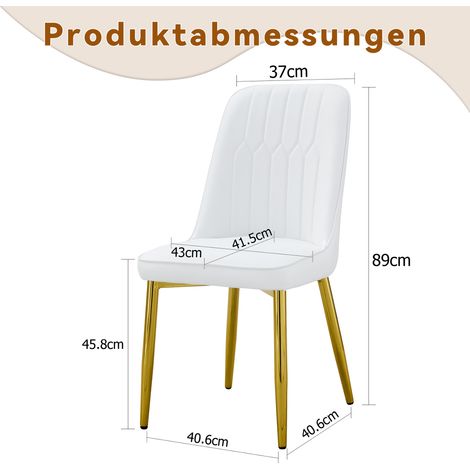Paire de fauteuils de table blancs en cuir synthétique, style contemporain épuré, avec siège spacieux et dossier large, piètement métallique anti-dérapant, idéals pour salle à manger et cuisine. (1/5)
