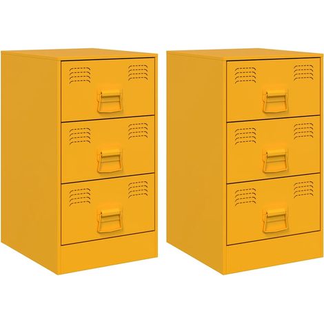Maison Exclusive - Nachttische 2 Stk. Senfgelb 34,5x39x62 cm Stah