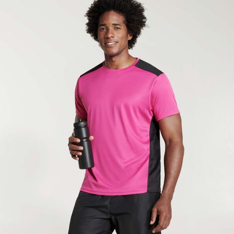 Camiseta deportiva de manga corta combinada en espalda y hombros DETROIT ROLY S Fucsia/Negro