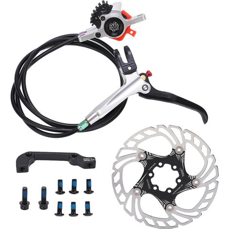 MEIJUN Scheibenbremsen-Set für Rennräder und Mountainbikes, Vorder- und Hinterradset, Scheibenbremsen-Umrüstung, silberfarben (1/5)