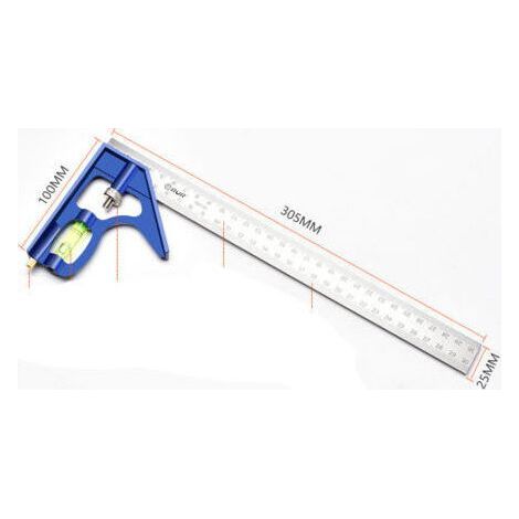 Squadra combinata, squadra a combinazione in acciaio inox da 300 mm, squadra a combinazione con livella a bolla e pratico estrattore di cavi, ideale per misurare e tracciare (1/5)
