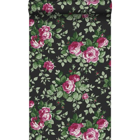 papier peint roses noir et rose - Origin Wallcoverings (1/5)