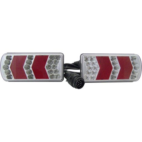 Kit d'éclairage remorque 13 pôles clignotant – Feu arrière LED – Éclairage plaque minéralogique – Verre acrylique transparent – Tension 12V – Berger & Schröter