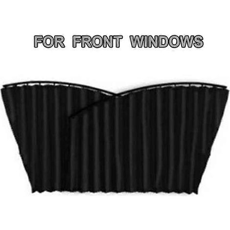 Pare-soleil universel magnétique pour vitres latérales de voiture, rideau rétractable, protection solaire et isolation thermique, 2 pièces, noir, avant (1/5)