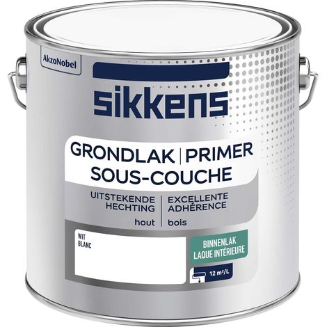 Sikkens - Peinture Sous-couche Laque pour Boiseries Intérieures - Excellente adhérence, garantie un résultat durable - Satin Blanc 2,5 L