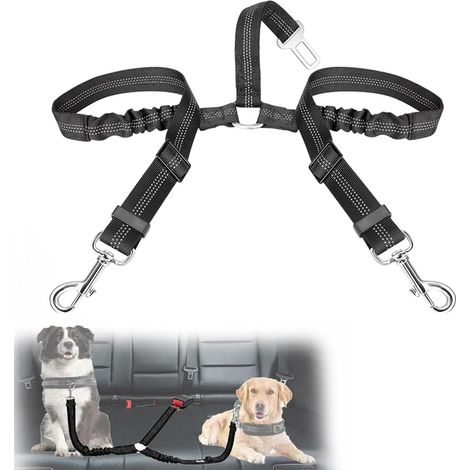Ceintures de sécurité pour Chien pour Voiture, Double Ceinture de sécurité pour Chien, Ceinture de sécurité élastique réglable pour Voyage, Usage Quotidien (1/5)