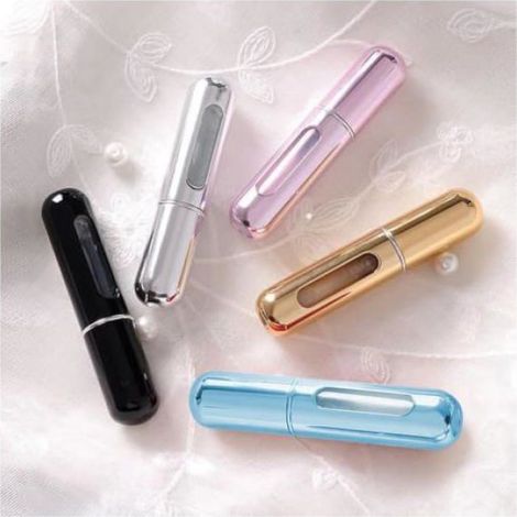 Atomiseur Compact Parfum Voyage Lot 5 Couleurs Rechargeable (1/5)