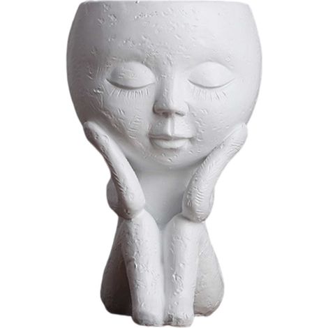 Vase en résine fait main, style nordique, blanc, pot pour plantes succulentes, décoration intérieure (1/5)