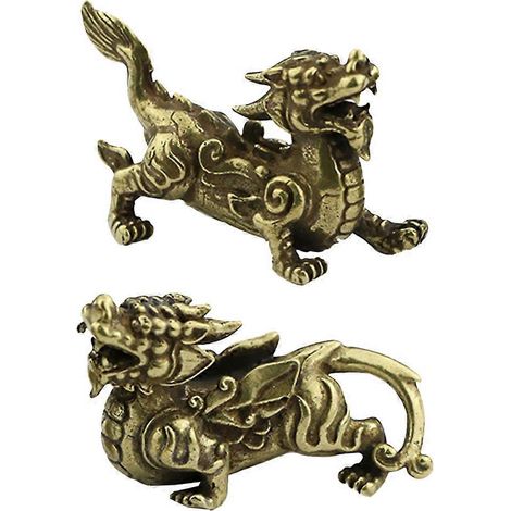 paire de figurines classiques en cuivre représentant des troupes courageuses, symboles de fortune et de prospérité, ornements Feng Shui, statuettes, décoration de protection pour la maison (laiton)-5. (1/3)