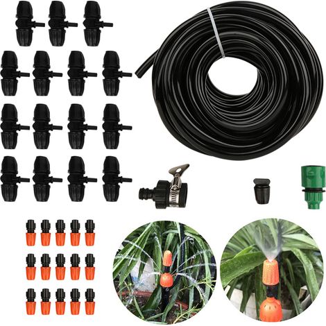 Kit d'arrosage automatique goutte à goutte avec buse de pulvérisation et raccord de buse d'atomisation 8/11 pour tuyau de 15 m / 49,2 pi (1/5)