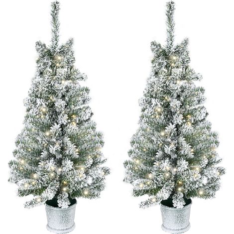 HOMCM Set 2 Alberi di Natale Artificiali 60 Luci LED Bianche 116 Rami (1/5)