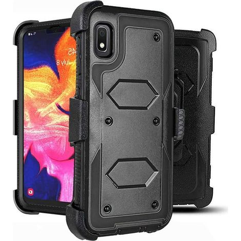 Coque Samsung Galaxy A10e 2019, Housse Robustesse avec Clip Ceinture Pivotant et Béquille, Protection Double Couche Anti-Chute Résistante, Coque Rigide Dure Noire pour Galaxy A10e 5.8 pouces (1/5)