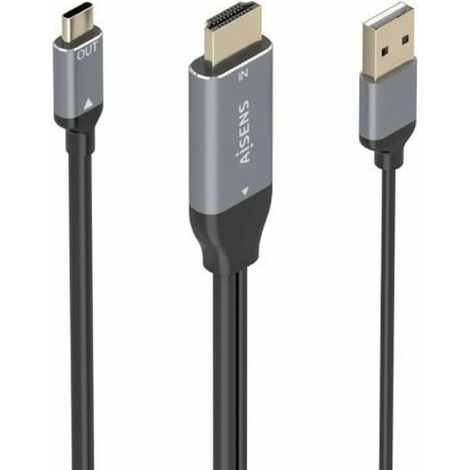 Cable Conversor Aisens A109-0871/ HDMI Macho/ USB Macho - USB Tipo-C Macho/ 1.8m/ Negro