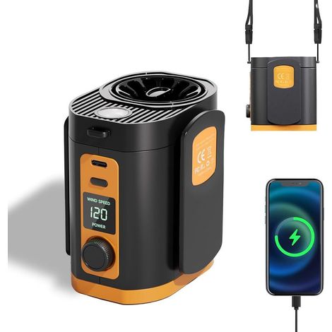 Ventilateur portable,120 cadrans en continu,ventilateur à clip de taille,refroidissement turbo,ventilateur personnel rechargeable 10000 mAh,ventilateur personnel à clipser avec batterie (1/5)