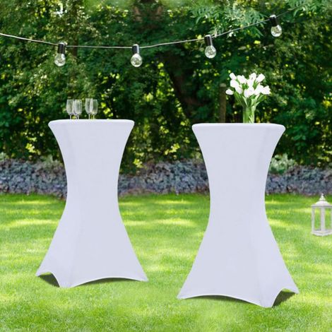 Lot de 2 tables hautes pliantes 105 CM et 2 housses blanches (1/5)